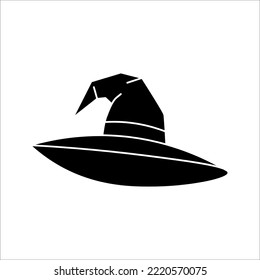 Black silhouette of halloween witch hat. Vector illustration on white backgroound. EPS 10