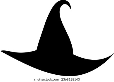 Black silhouette of halloween witch hat. Vector illustration