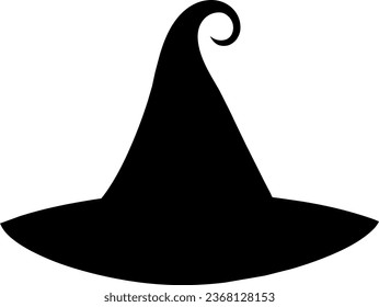 Black silhouette of halloween witch hat. Vector illustration