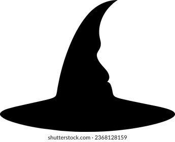 Black silhouette of halloween witch hat. Vector illustration