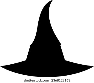 Black silhouette of halloween witch hat. Vector illustration