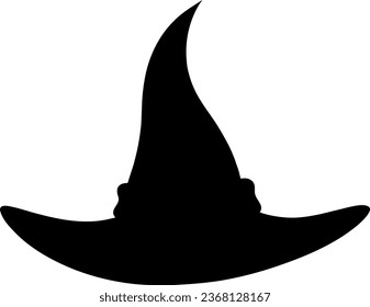 Black silhouette of halloween witch hat. Vector illustration