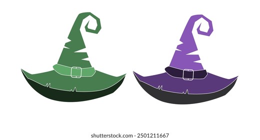 Black silhouette of halloween witch hat. Vector illustration
