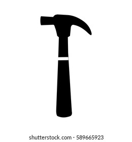 black silhouette with hammer tool vector illustration