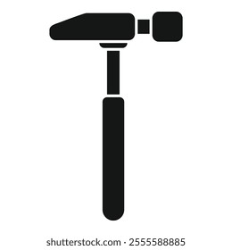 Black silhouette of a hammer with a wooden handle, a tool for construction and repair work