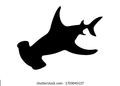Black silhouette hammerhead shark underwater giant animal simple cartoon character design flat vector illustration isolated on white background