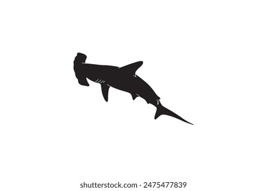 Black silhouette hammerhead shark vector 
