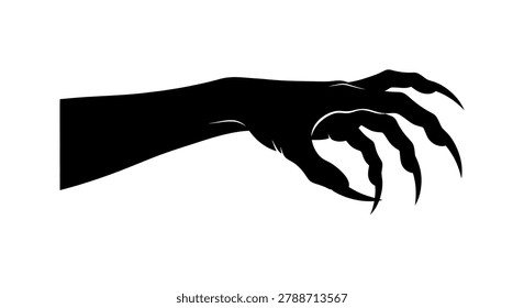 a black silhouette of a hand with claws