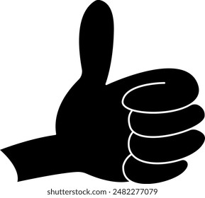 A black silhouette of a hand giving a thumbs up