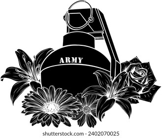 silueta negra de la ilustración vectorial de granada de mano. Concepto militar o militar para etiquetas o plantillas de emblemas