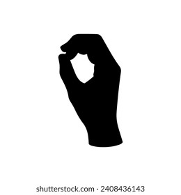 Black silhouette of a hand making a heart-shaped gesture on a white background.