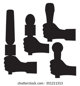 Black silhouette of a hand with a microphone. Illustration, elements for design.