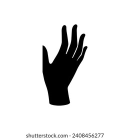 Black silhouette of a hand with open fingers on a white background.