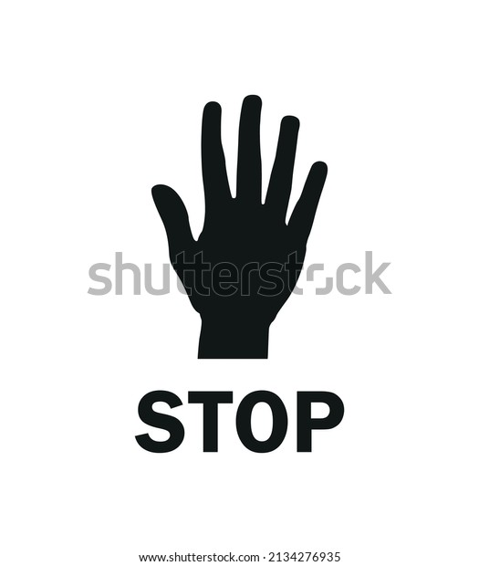 Black Silhouette Hand Showing Stop On Stock Vector (Royalty Free ...