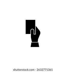 Black silhouette of a hand swiping a referee yellow or red card