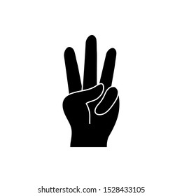 black silhouette hand with three fingers symbol vector illustration