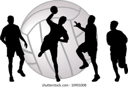 black silhouette of handball players