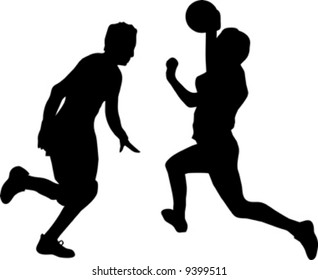 black silhouette of handball players