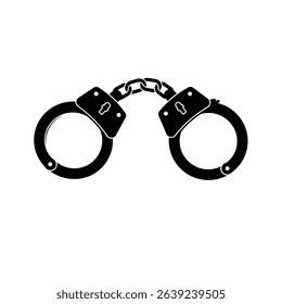 Black silhouette handcuffs crime justice arrest.
