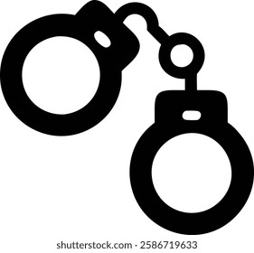 Black Silhouette of Handcuffs - Symbol of Law Enforcement and Security.