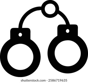 Black Silhouette of Handcuffs - Symbol of Law Enforcement and Security.