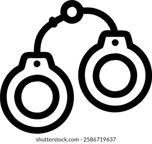 Black Silhouette of Handcuffs - Symbol of Law Enforcement and Security.