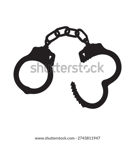 Black silhouette of handcuffs symbolizing arrest and legal restriction