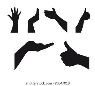 black silhouette hands over white background. vector illustration