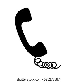 black silhouette handset with cord