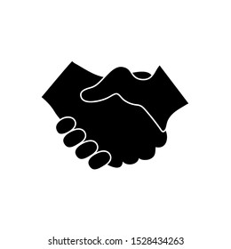 black silhouette handshake symbol vector icon illustration