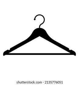 Black silhouette hanger. Empty hanger as a template for different things. Vector illustration flat design. Isolated on white background.