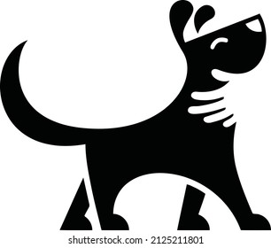 black silhouette of a happy dog logo