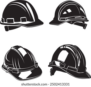 schwarze Silhouette eines Hard Hat Sets