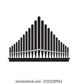Silhueta preta de uma harpa com cordas verticais em um fundo branco