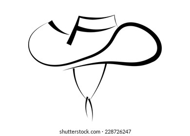 Black silhouette of a hat isolated on white background. Trademark farm. Vector illustration.