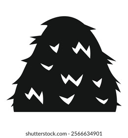 Black silhouette of a haystack is standing on a white background