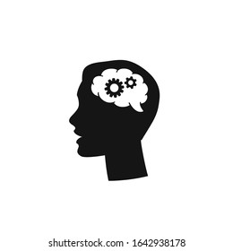Black silhouette  head brain gear, Business man, Vector illustration