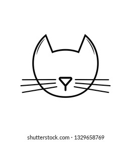 Black silhouette of head cat on white background. Vector illustration. Pet icon.