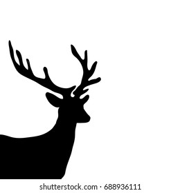 Black silhouette head deer white background