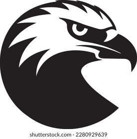 Black silhouette head of an eagle on a white background vector illustration. 