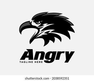 Black Silhouette Head Falcon Eagle Hawk Angry Bird Logo Template Illustration Inspiration