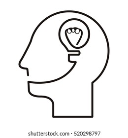 black silhouette head with light bulb