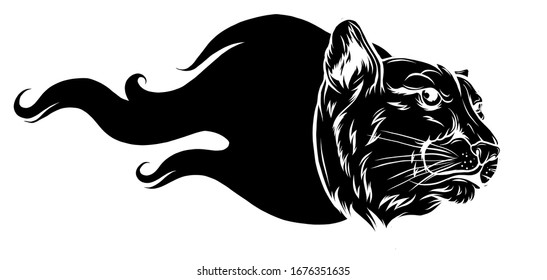 Black silhouette of a head of a tiger with a flame vector