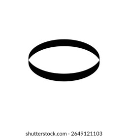 A black silhouette of a headband is shown against a white background The icon is simple and minimal in style