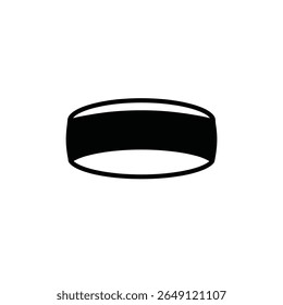 A black silhouette of a headband is shown against a white background The icon is simple and minimal in style