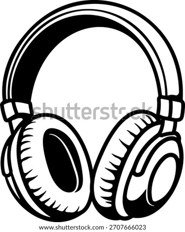 Black silhouette of headphones without background