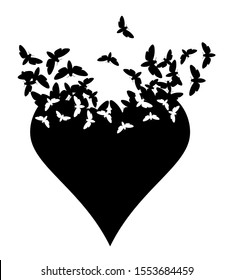 Black silhouette heart , vector illustration
