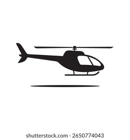 Black Silhouette Helicopter Icon Air Transportation Vehicle 1