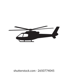 Black Silhouette Helicopter Icon Air Transportation Vehicle