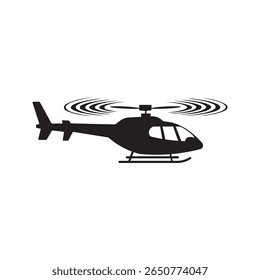 Preto Silhueta Helicopter ícone girando lâminas branco